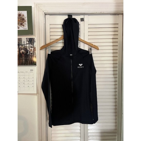 Roxy Essentials Long Sleeve Hoodie - Anthracite XS Navy UPF 50+ - Picture 1 of 10